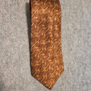 Canali Gold And Brown Jacquard Silk Tie (3.75")